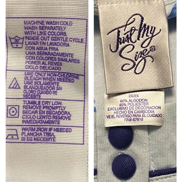 Vintage Night Gown Just my Size Long Night Gown Oversized Shirt Blue - Picture 7 of 15